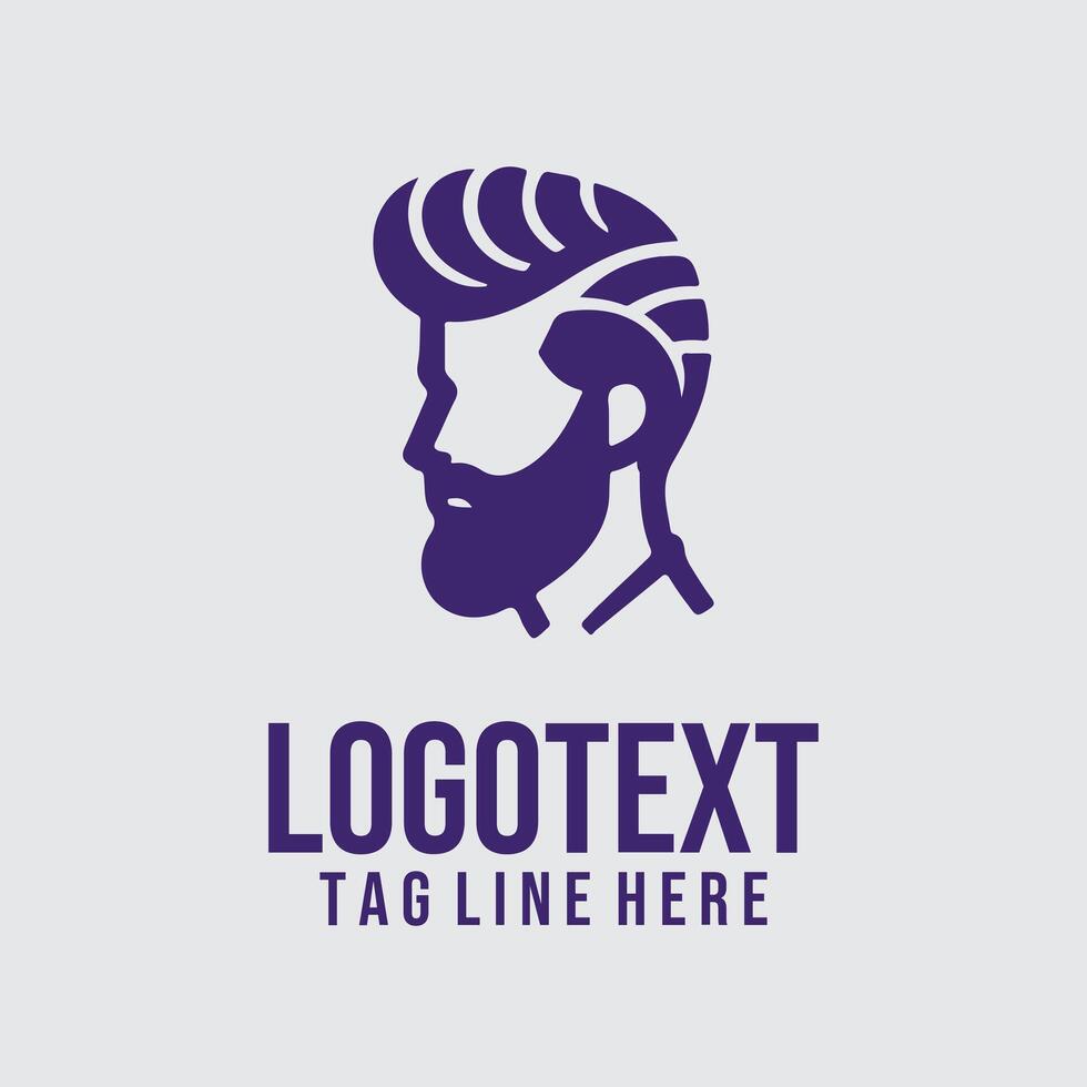 A man with a beard and mustache logo vector