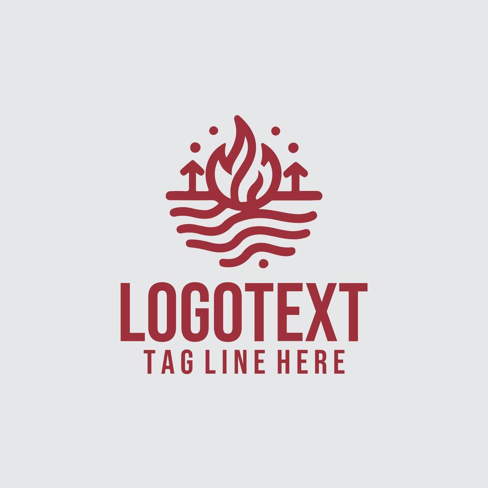Ember Line linear fire logo vector