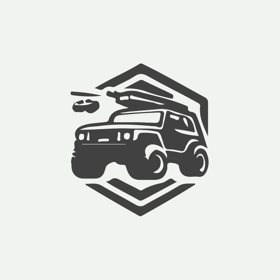 An off road vehicle with a gun on top vector