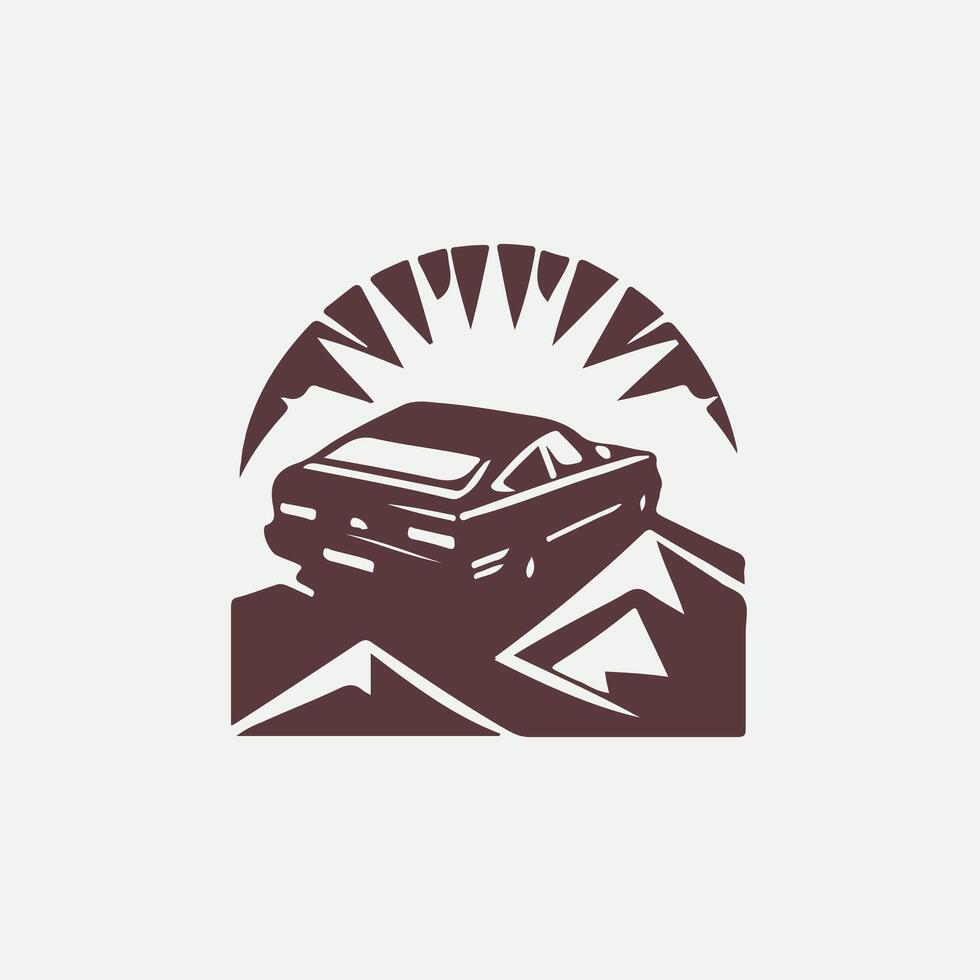 Car logo design with a mountain in the background vector