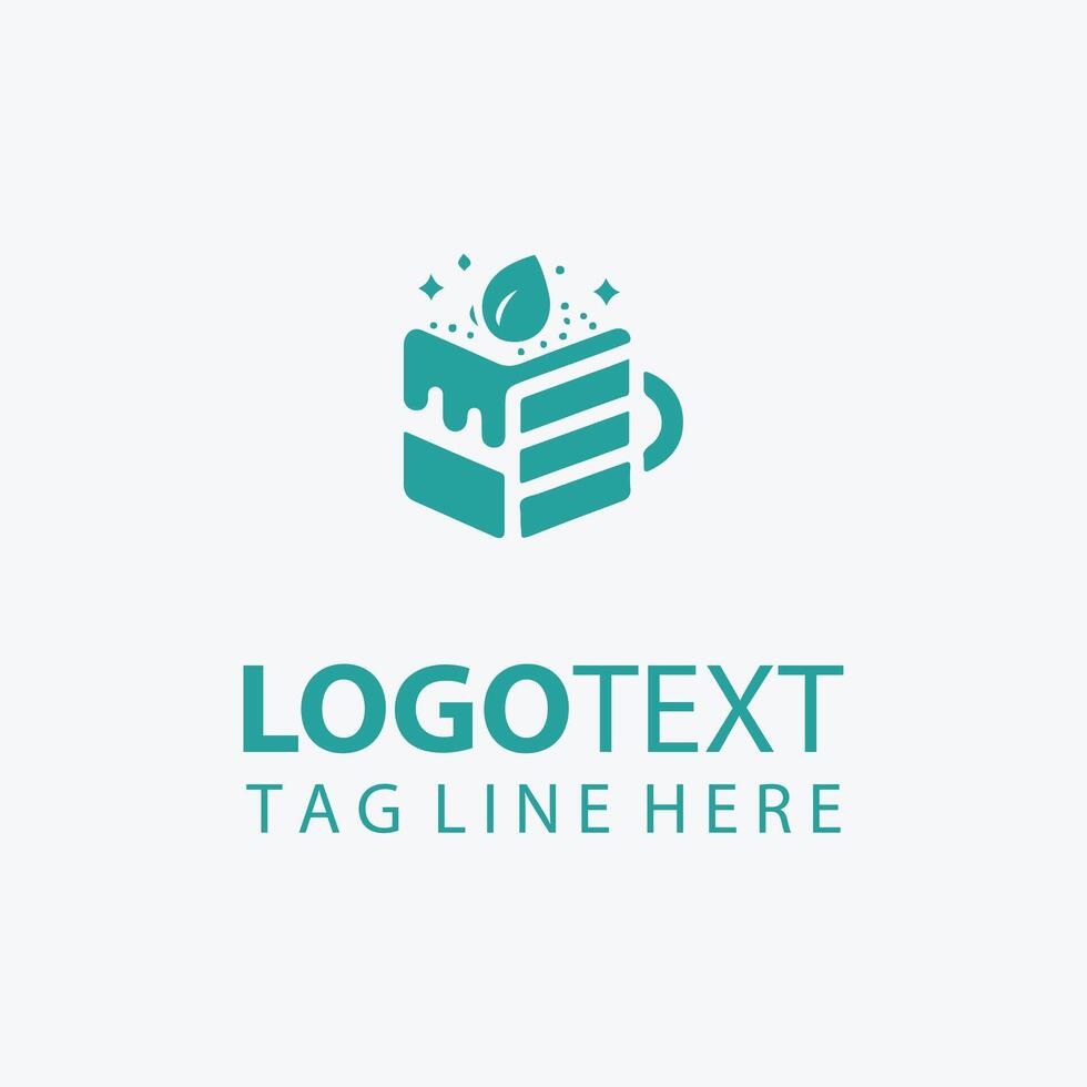 Simple teal cake slice logo vector