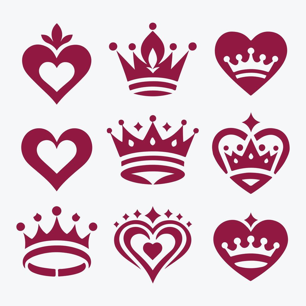 crown heart logo vector