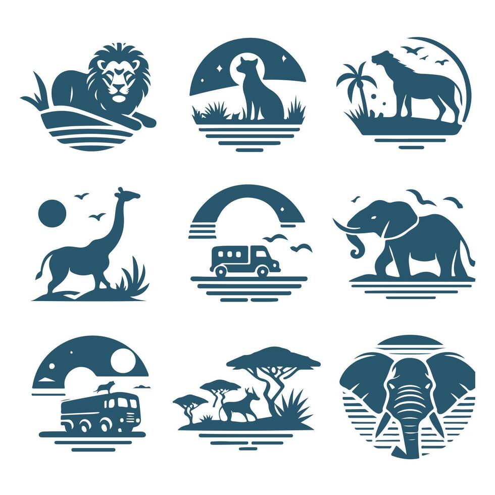 African Lion safari animal logo vector