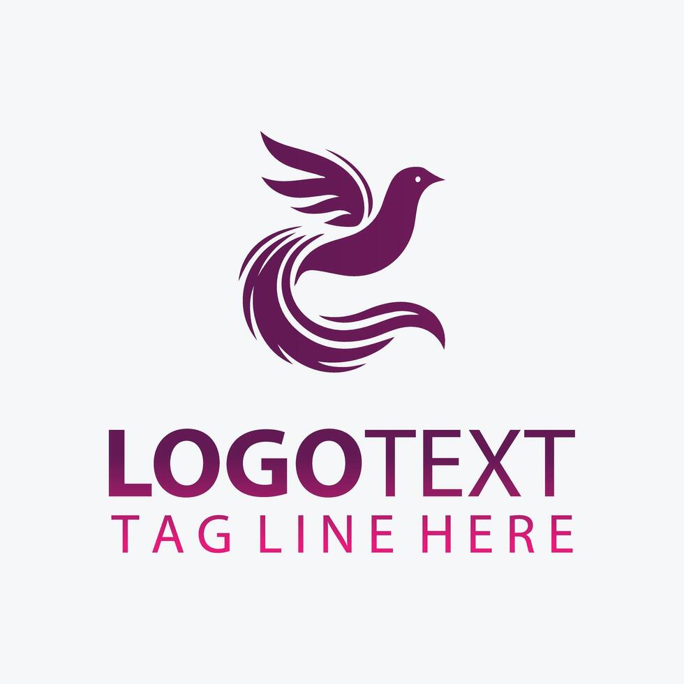 Silk Feather Elegant Bird Logo vector