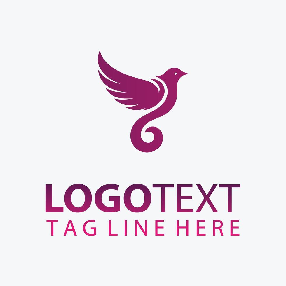Purely Feathered Elegant Bird Logo vector