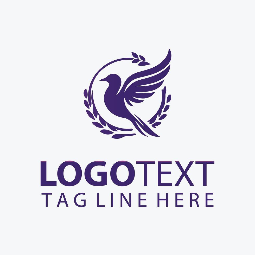 Golden Feather Elegant Bird Logo vector