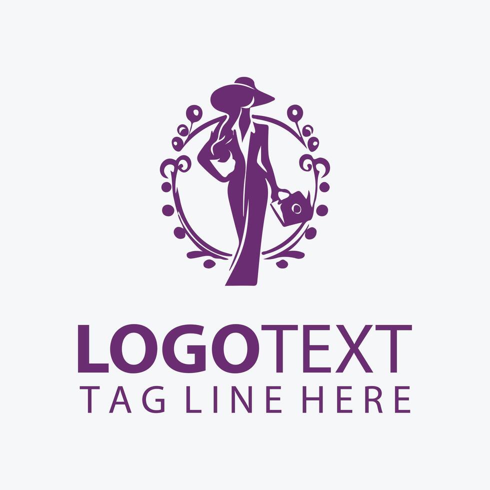 Pure Eclat fashion lady logo vector