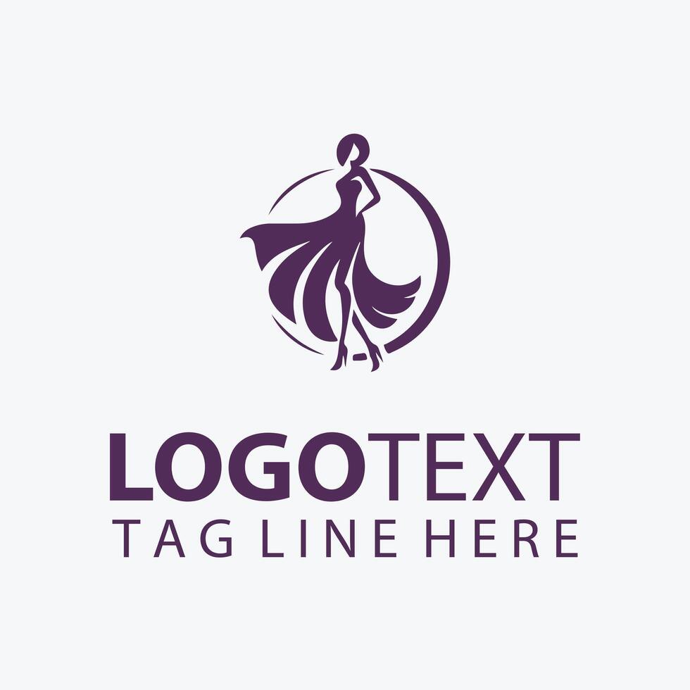Glamour Goddess fashion lady logo vector