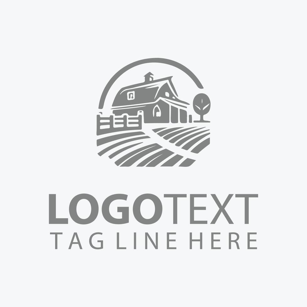 Rustic Roots Farm Field Logo vector
