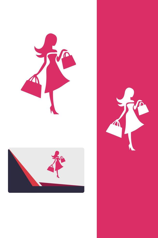 Quick Pick Market Shopping Girl Logo vector