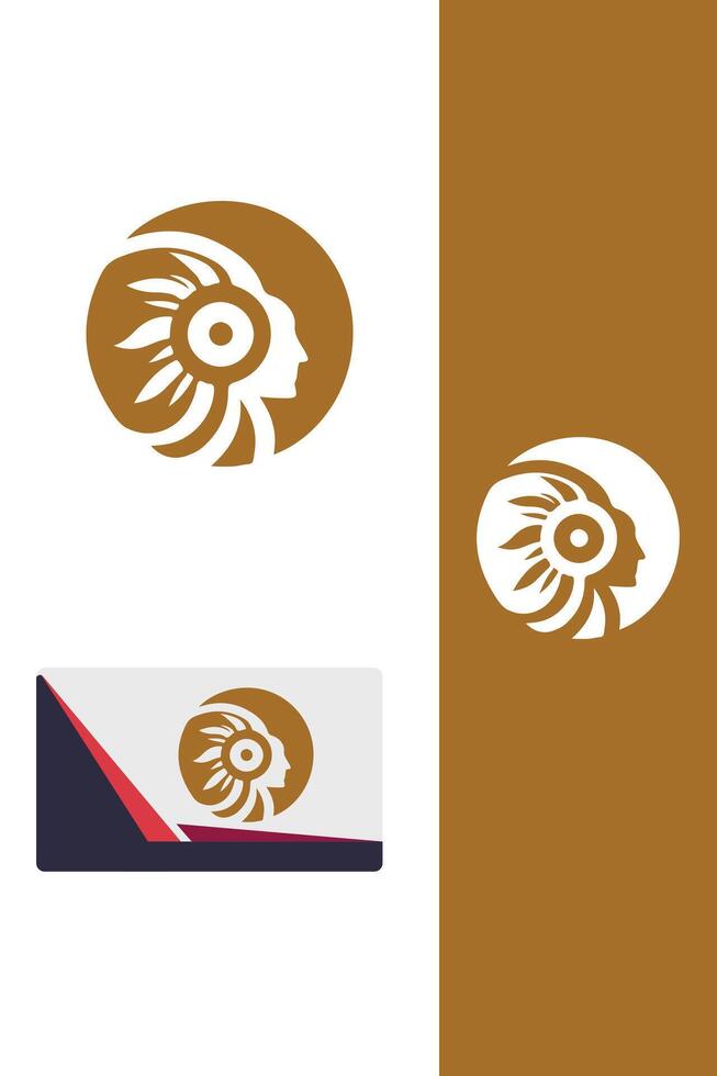 Sacred Lotus indean head logo vector
