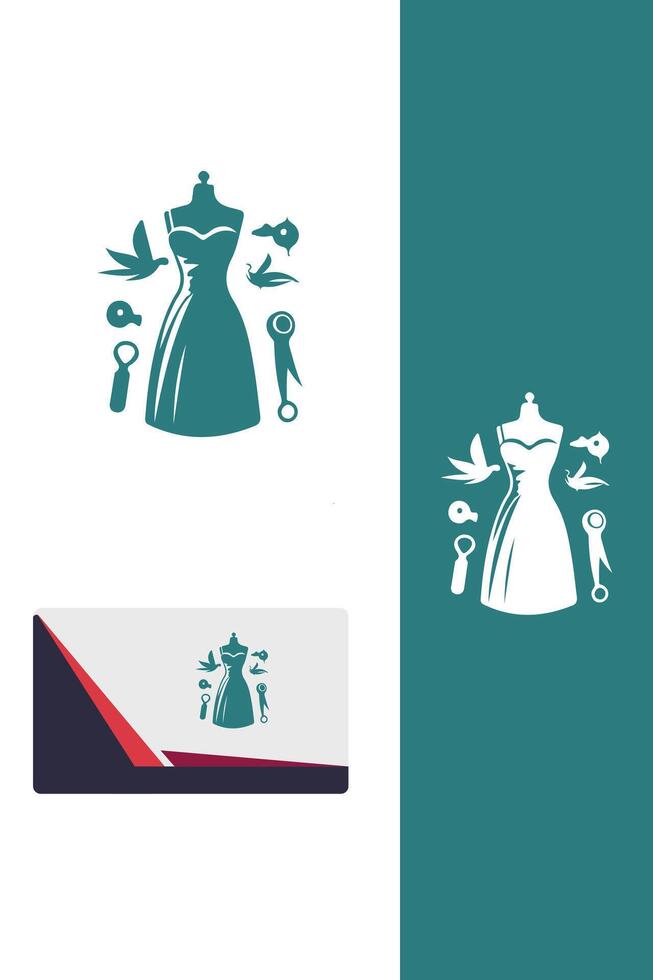 Seamless Couture dress maker logo vector