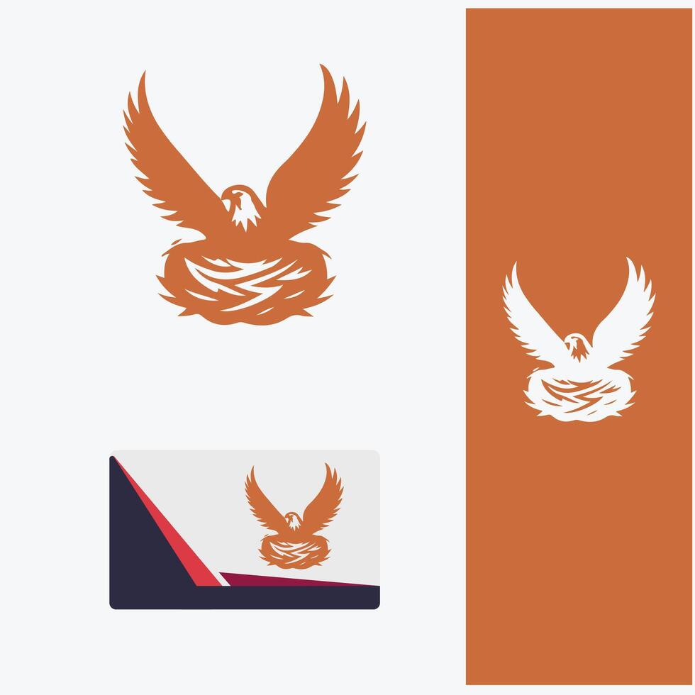 Roost Vision Eagle Nest Logo Design vector