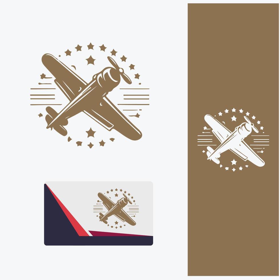 Old World Air Vintage Plane Logo vector