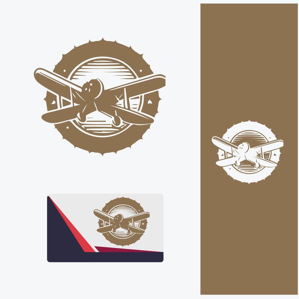 Flight of Ages Vintage Plane Logo vector