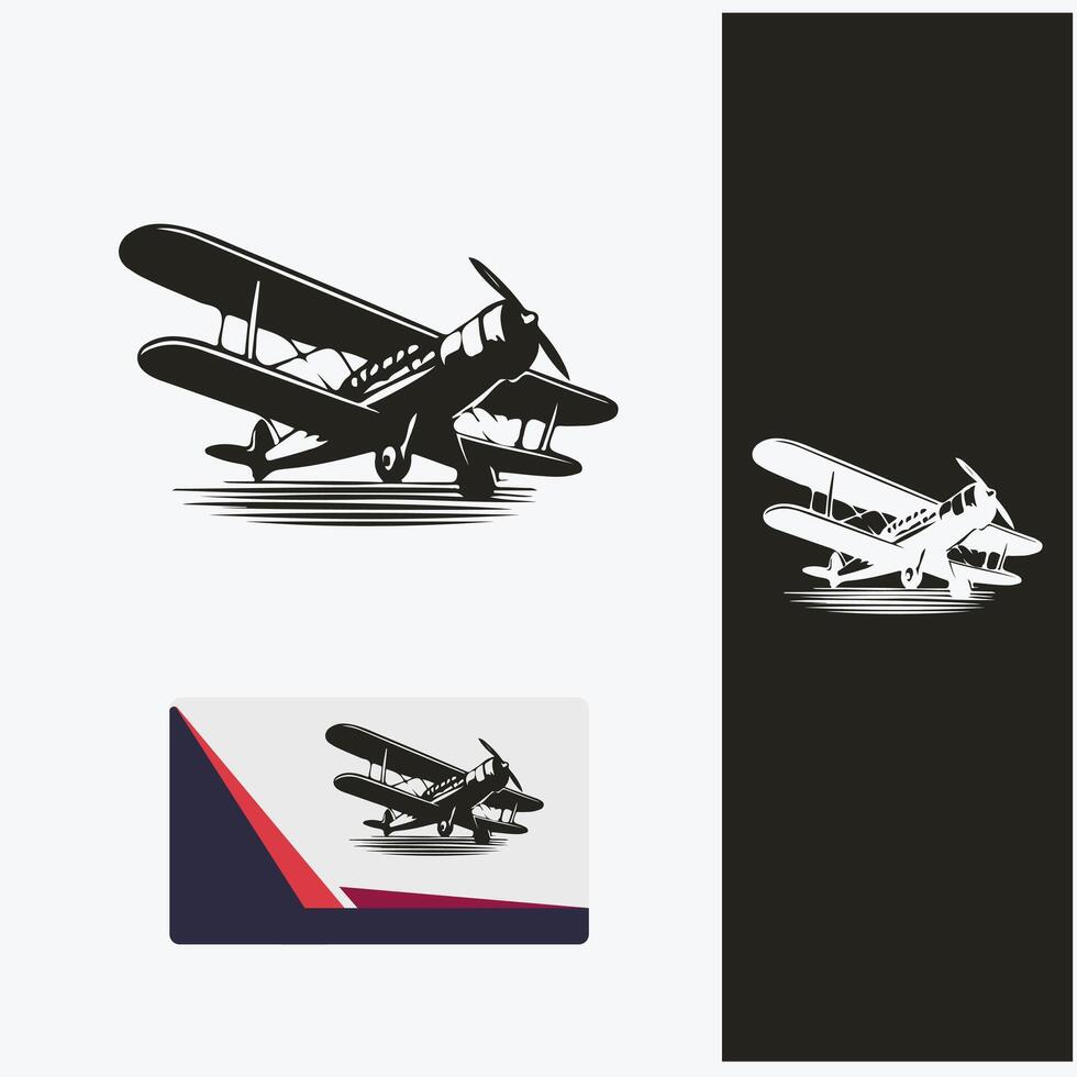 Sky born Classic Vintage Plane Logo vector