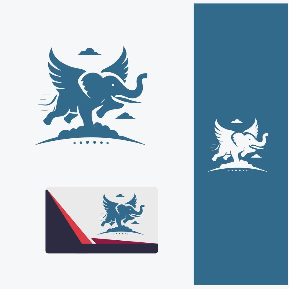 Sky Tusk Flying Elephant Logo vector