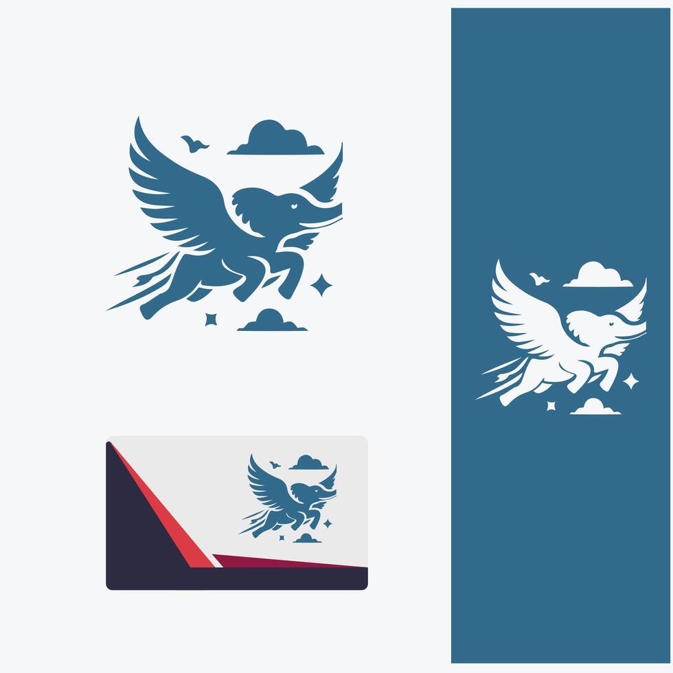 Cloud Tusk Flying Elephant Logo vector