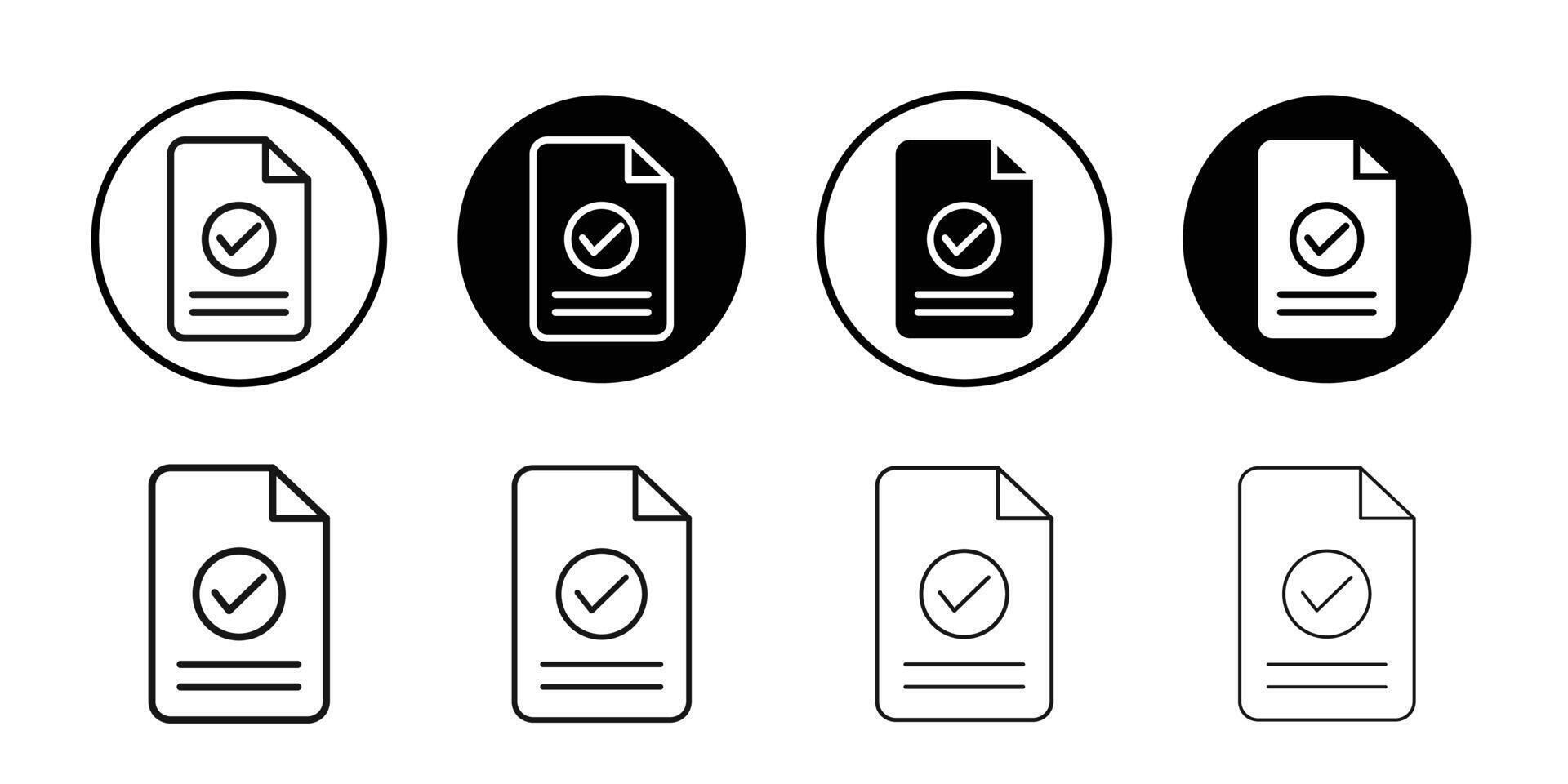 Accept document icon Black and white outline vector