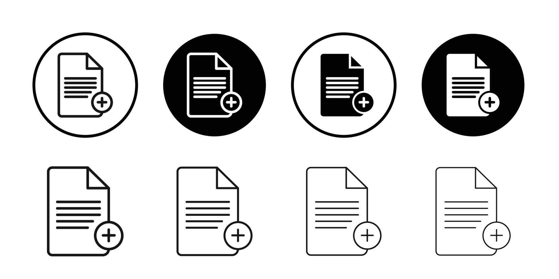 Add document icon Black and white outline vector