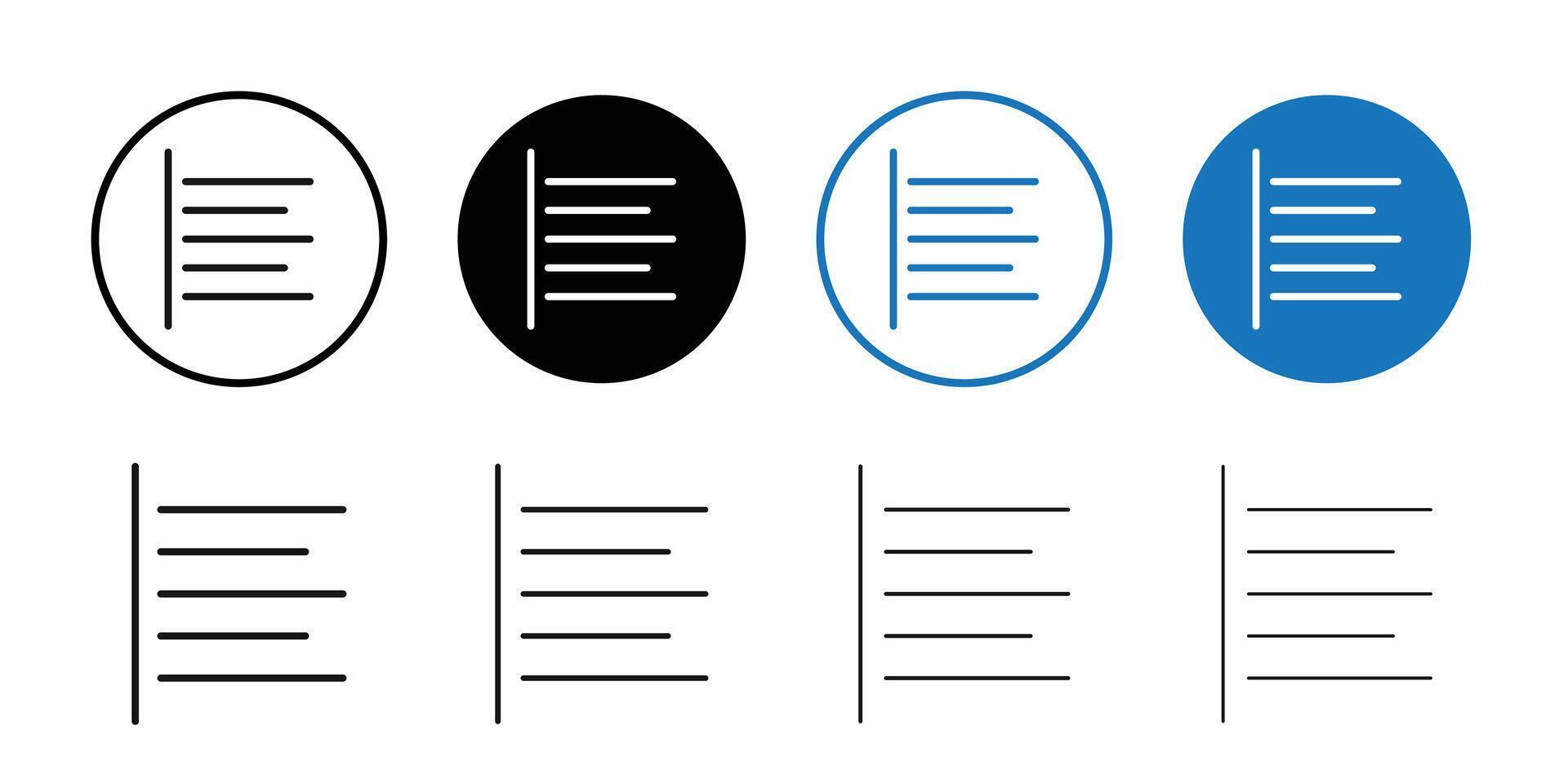 Align left icon Black and white outline vector