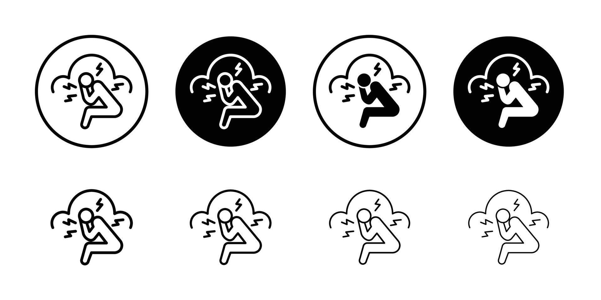 Anxiety or stress icon Black and white outline vector