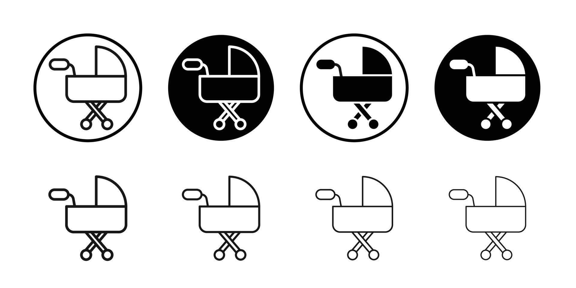 Baby carriage icon Black and white outline vector