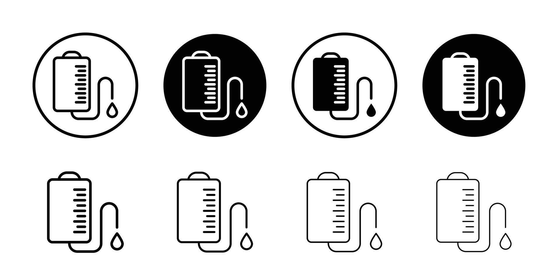 Blood transfusion icon Black and white outline vector