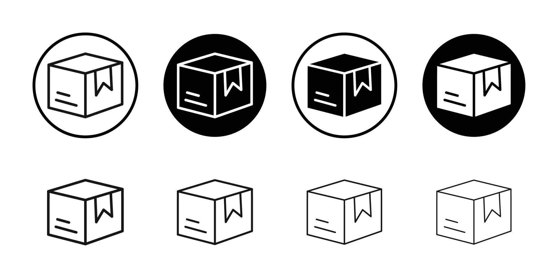 Box icon Black and white outline vector