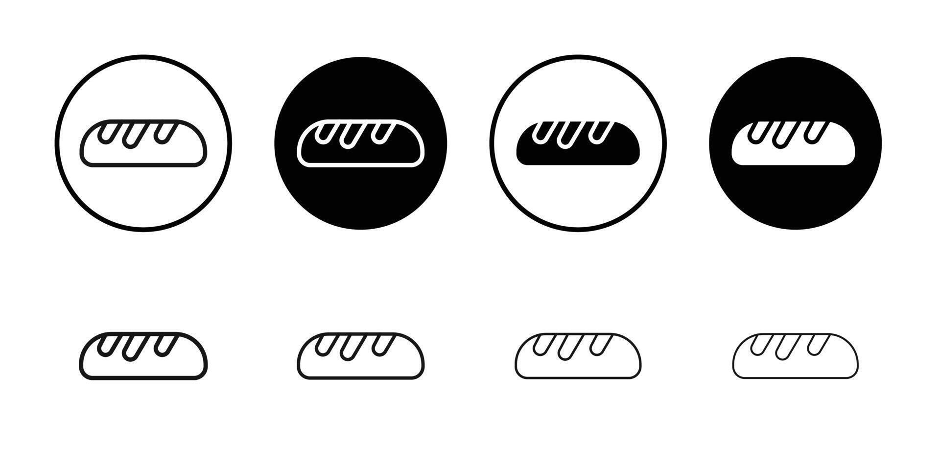 Bread icon Black and white outline vector