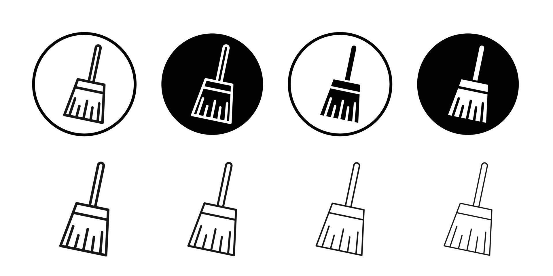 Broom icon Black and white outline vector