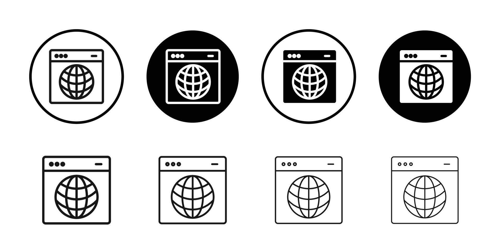 Browser icon Black and white outline vector