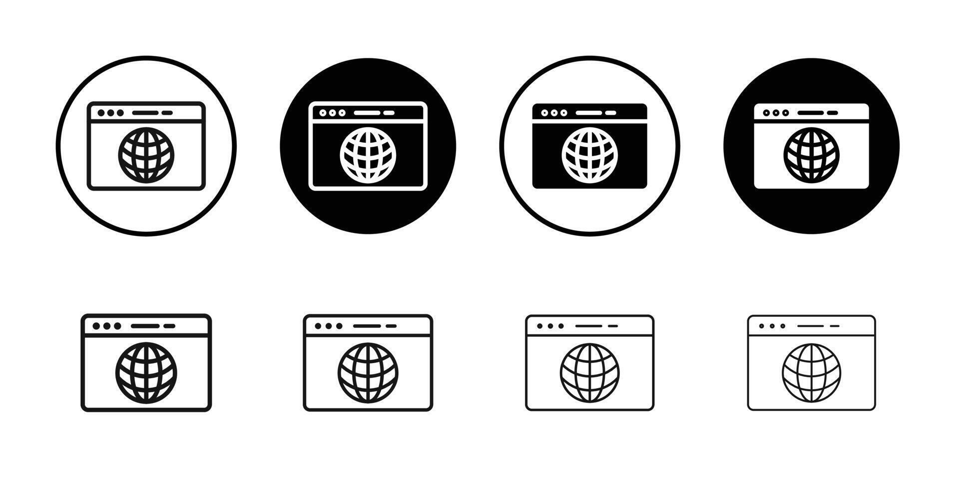 Browser icon Black and white outline vector