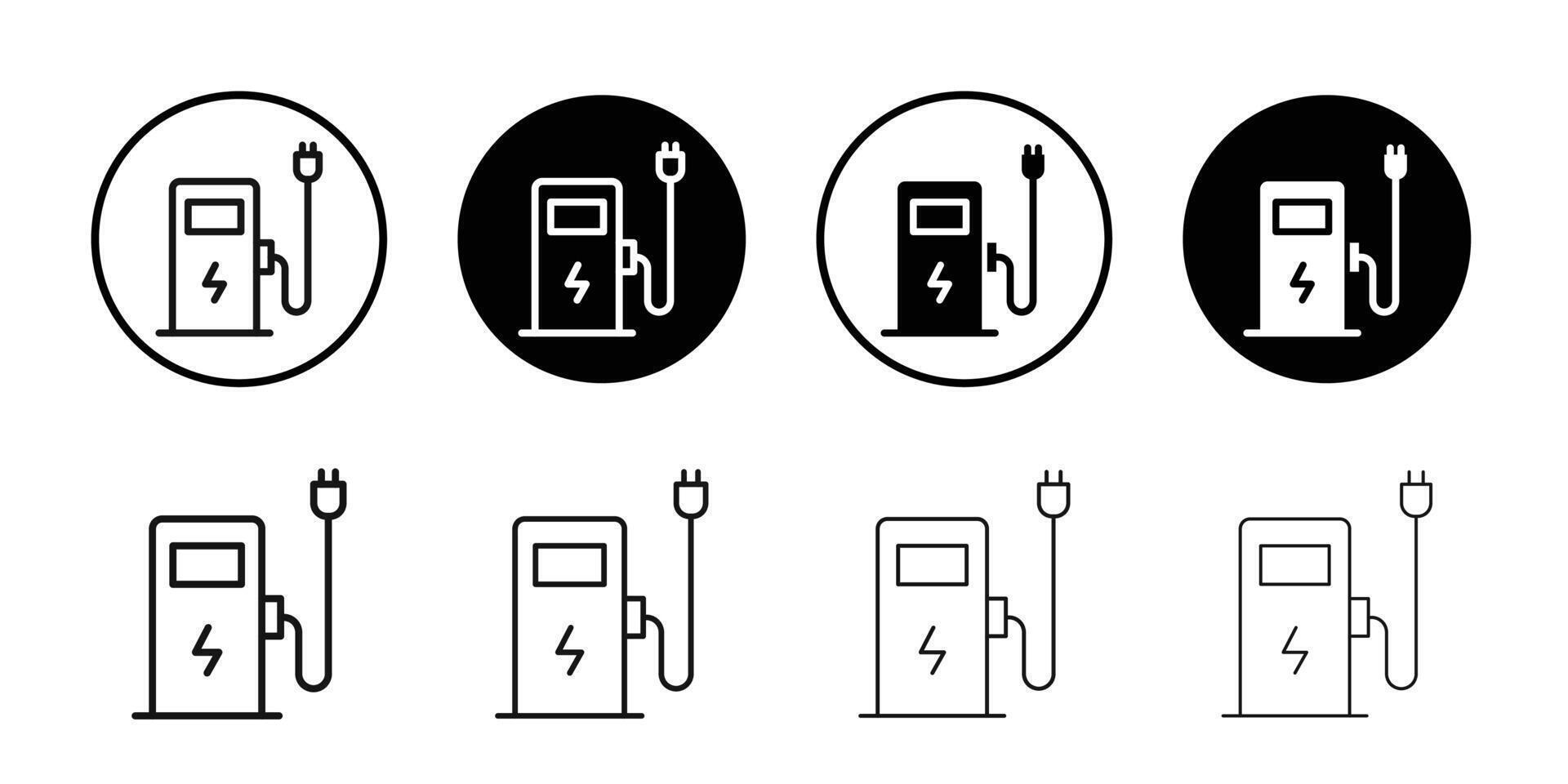 Charging station icon Black and white outline vector