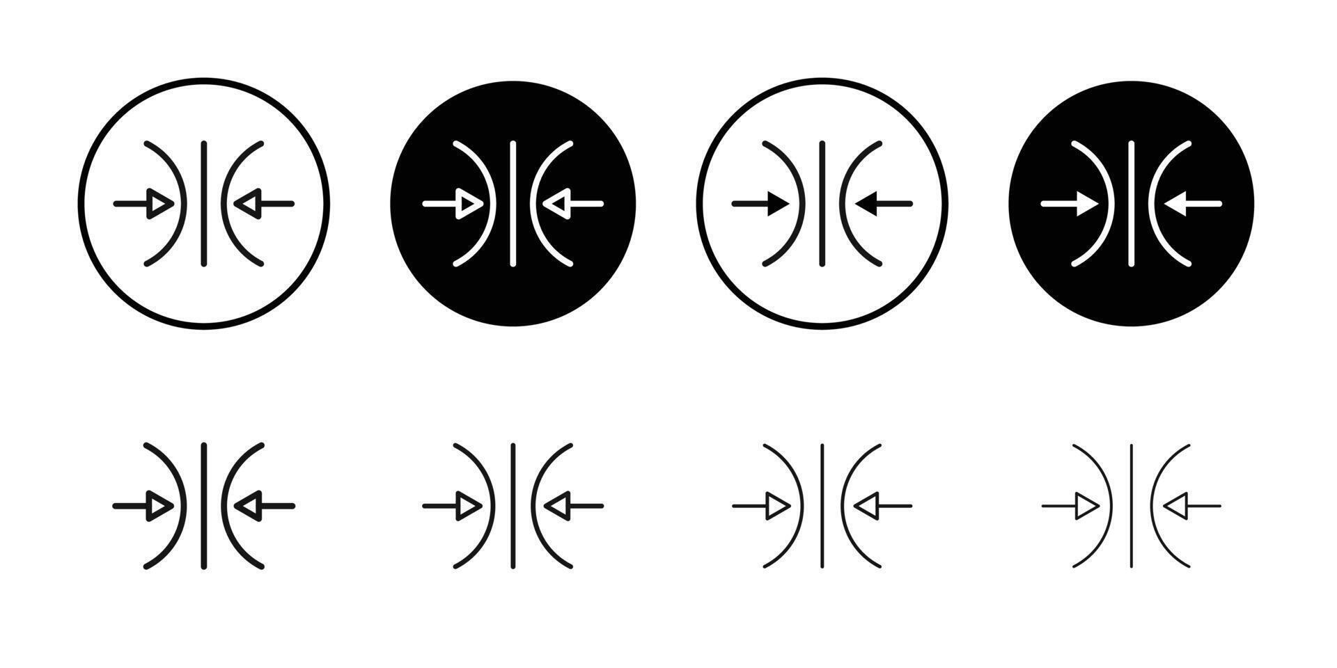 Compress icon Black and white outline vector