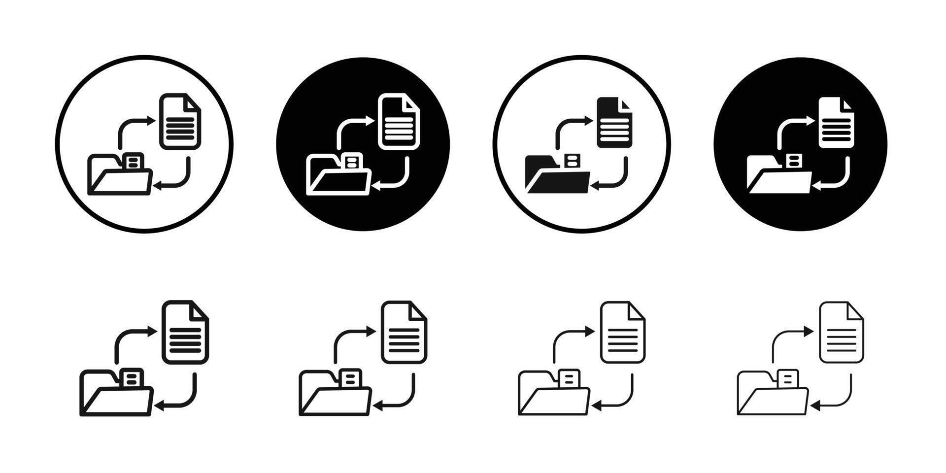 Data transfer icon Black and white outline vector