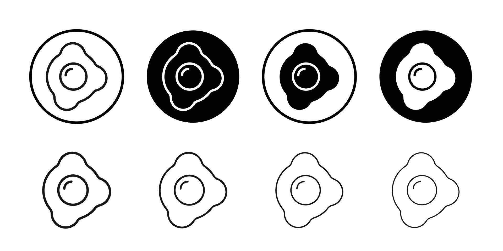 Egg fried icon Black and white outline vector