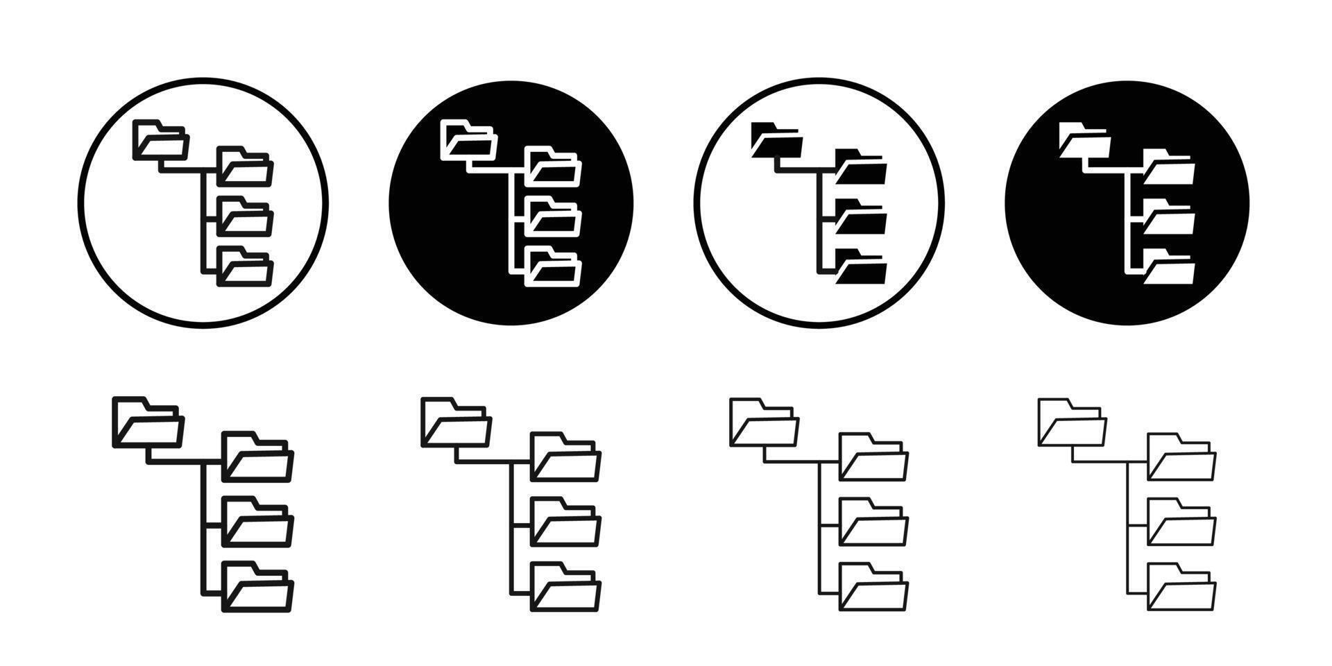 Folder tree icon Black and white outline vector