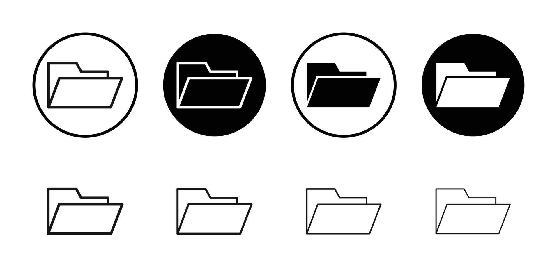 Folder icon Black and white outline vector