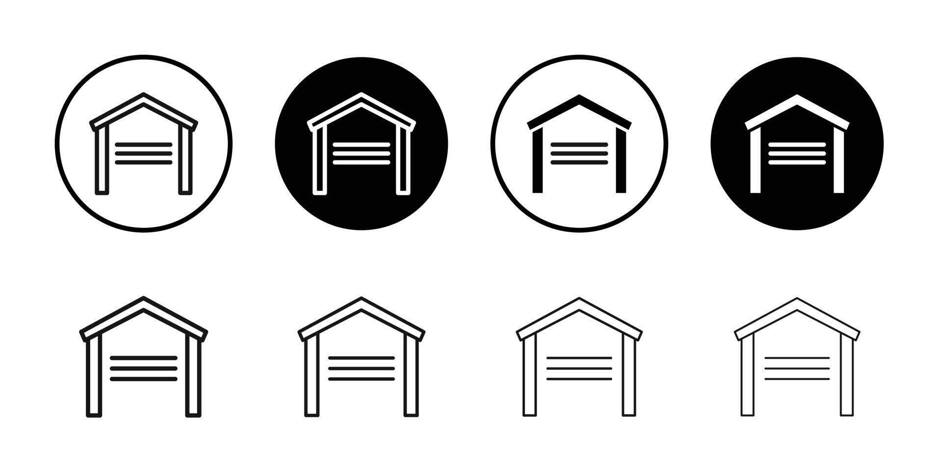 Garage icon Black and white outline vector