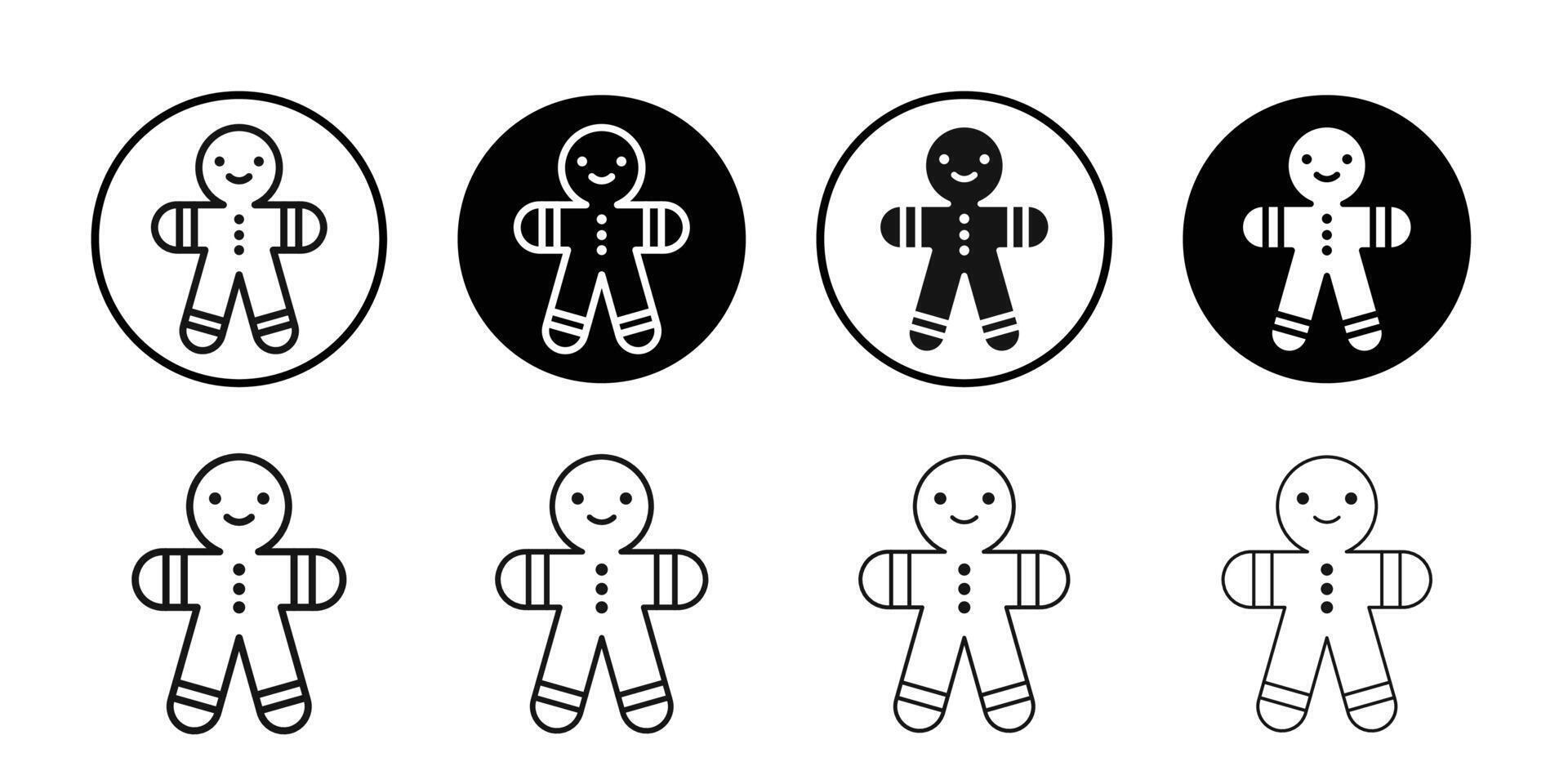 Gingerbread man icon Black and white outline vector