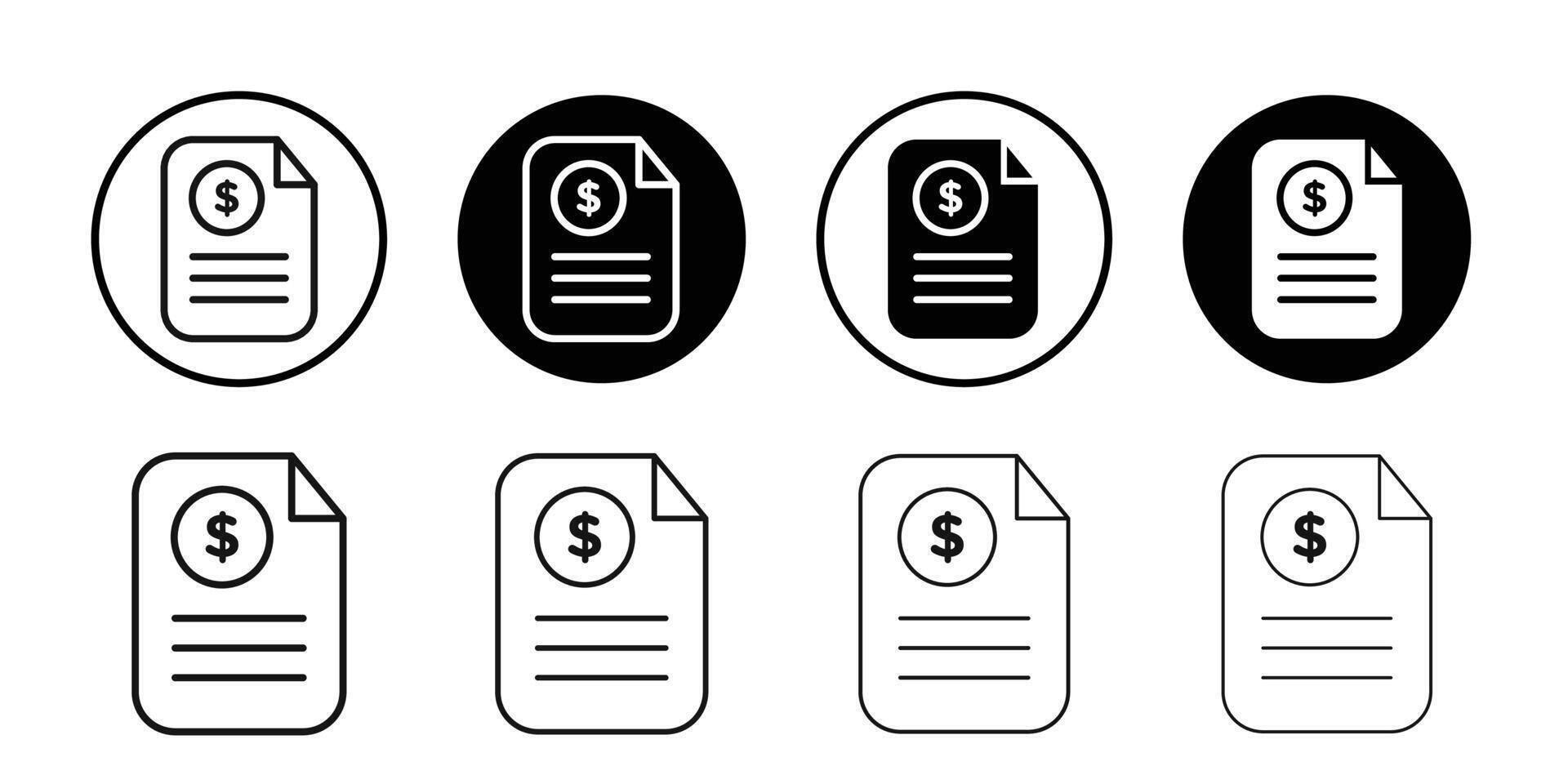 Invoice icon Black and white outline vector