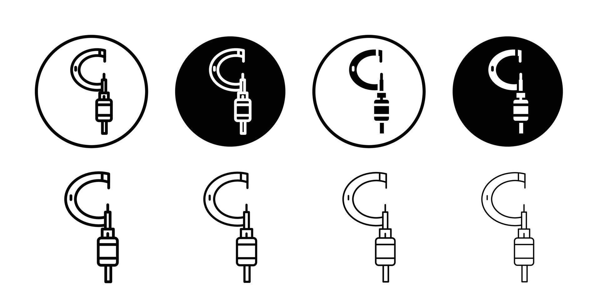 Micrometer icon Black and white outline vector
