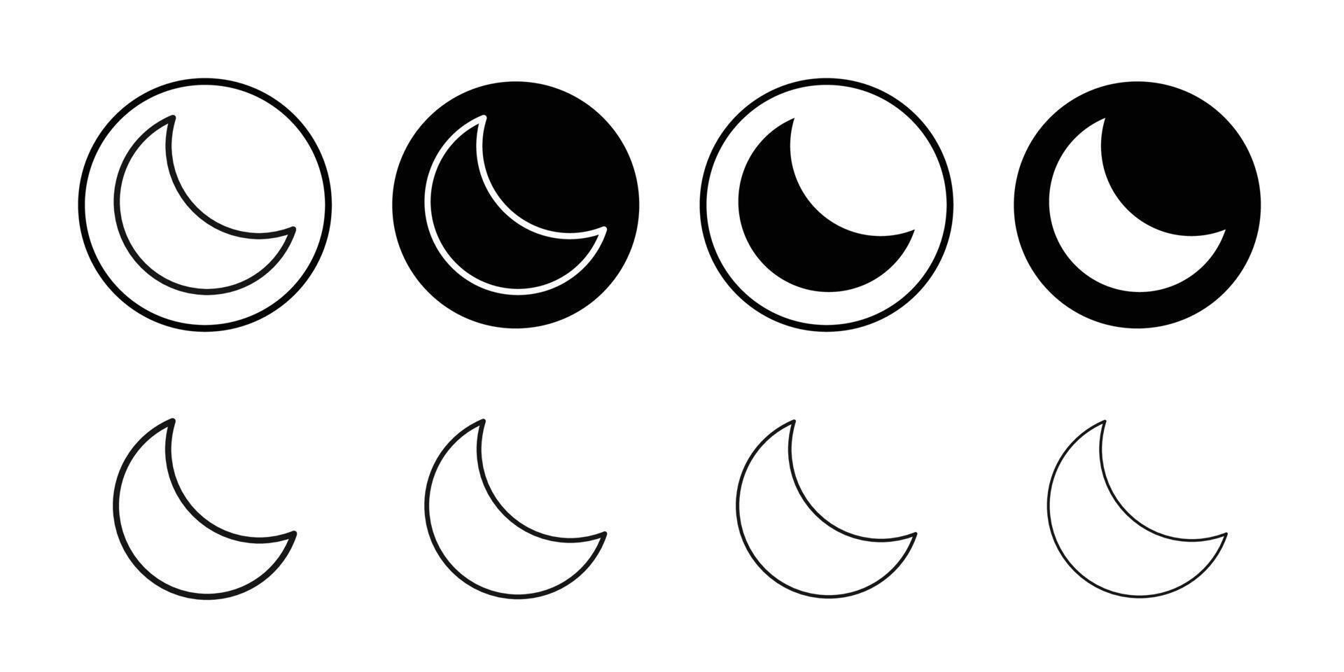 Moon icon Black and white outline vector