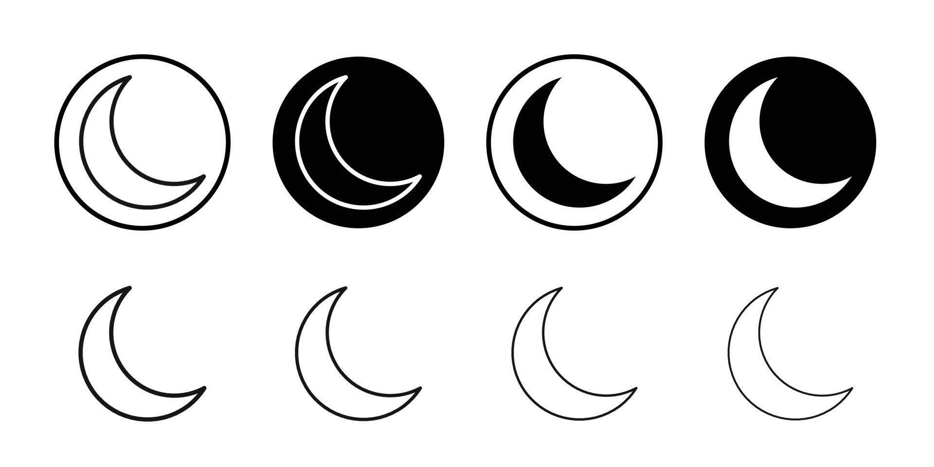 Moon icon Black and white outline vector