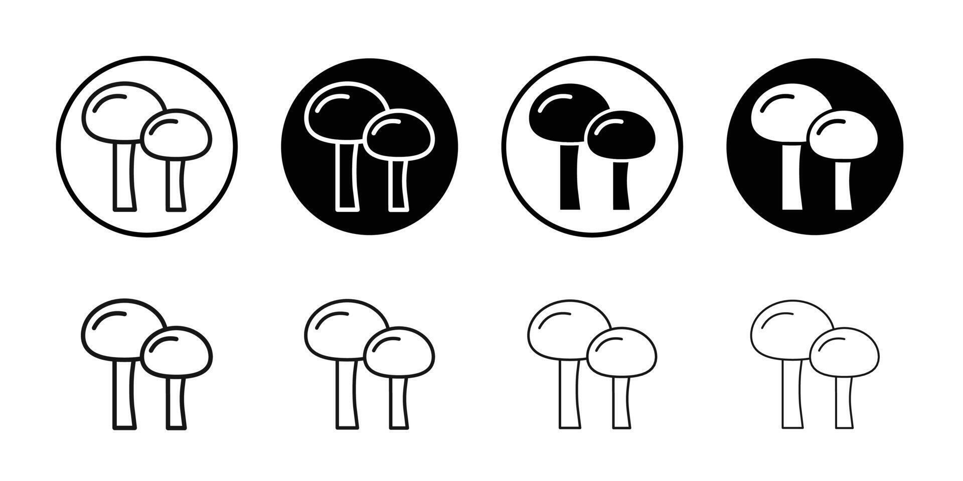 Mushroom icon Black and white outline vector