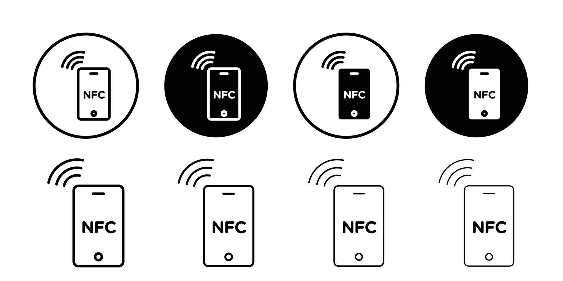 NFC communication icon Black and white outline vector