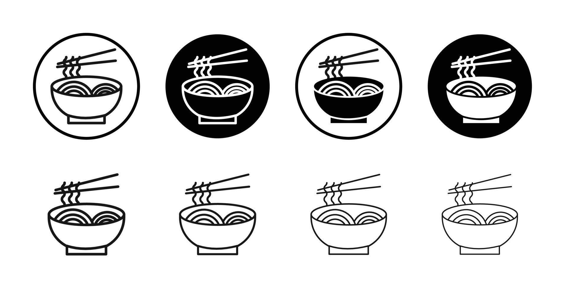Noodles icon Black and white outline vector