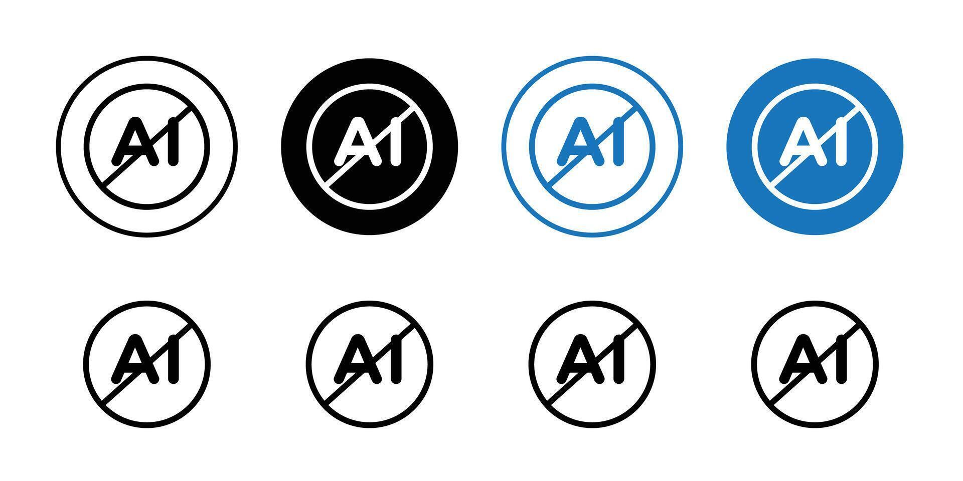 No ai sign Black and white outline vector