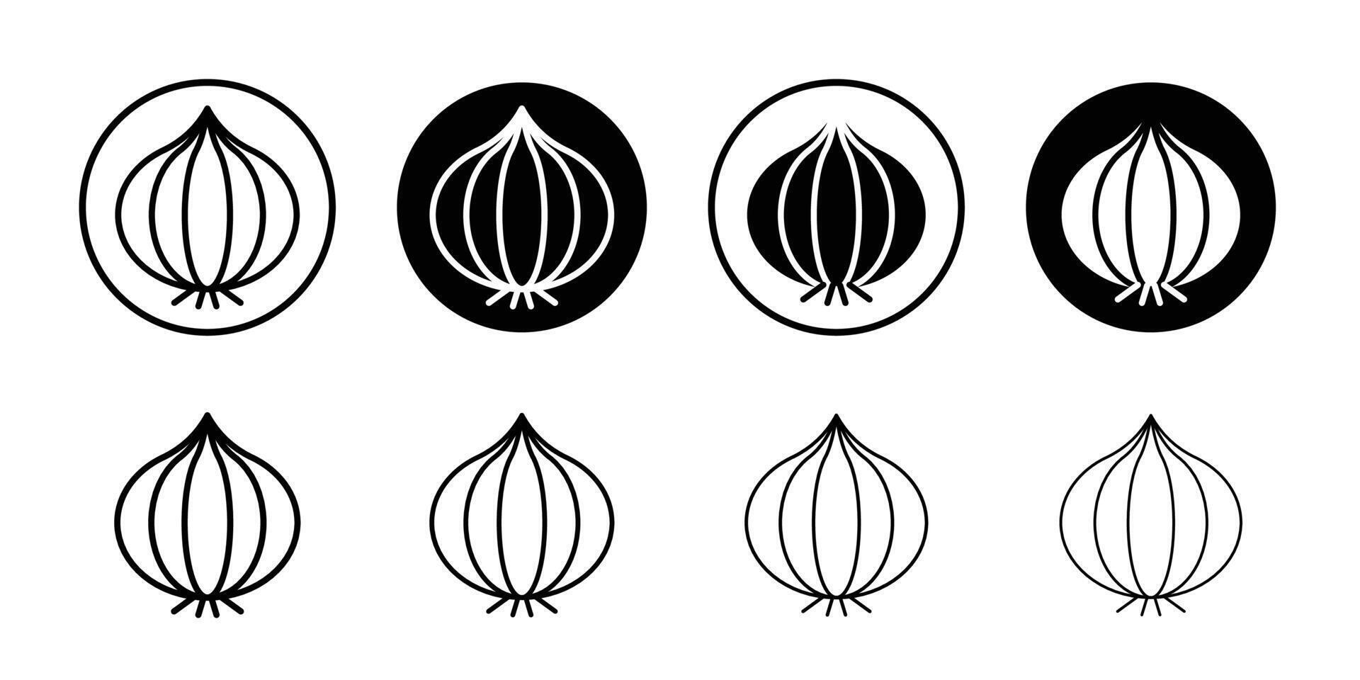 Onion icon Black and white outline vector